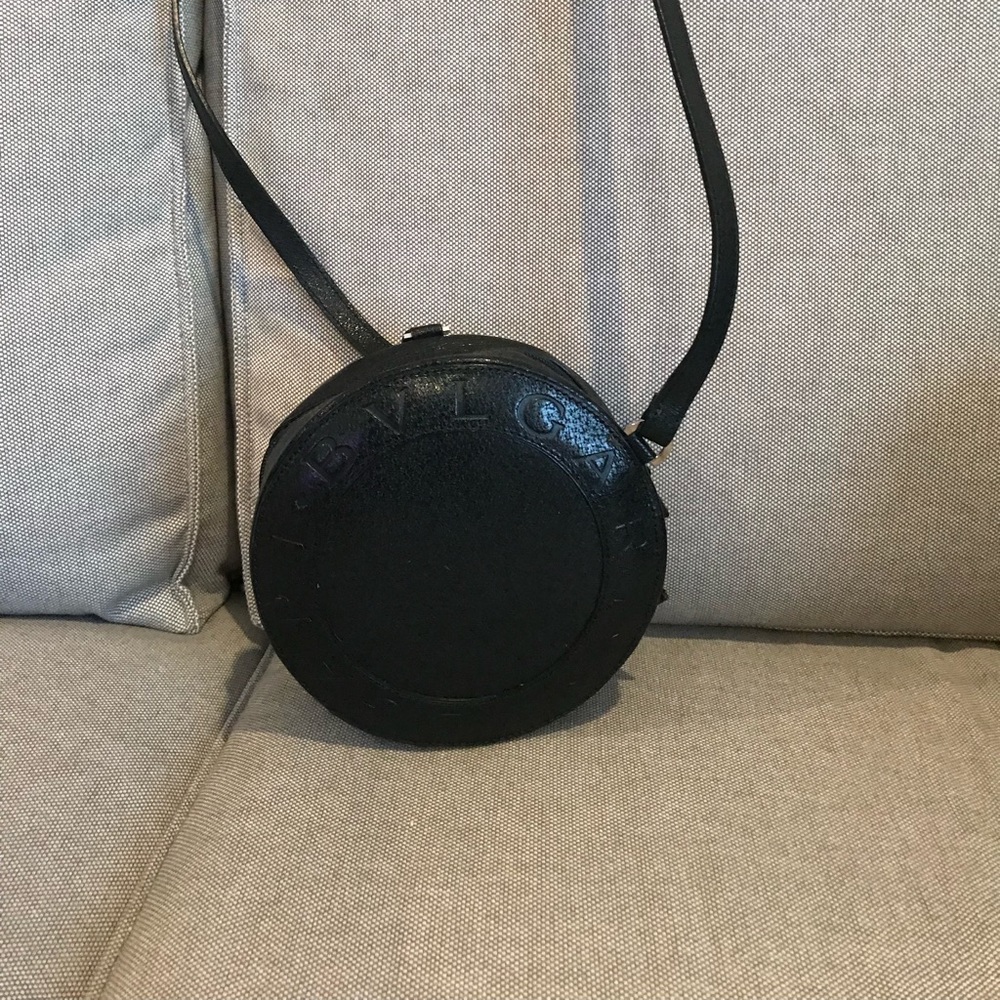 Crossbody black leather bvulgari bag